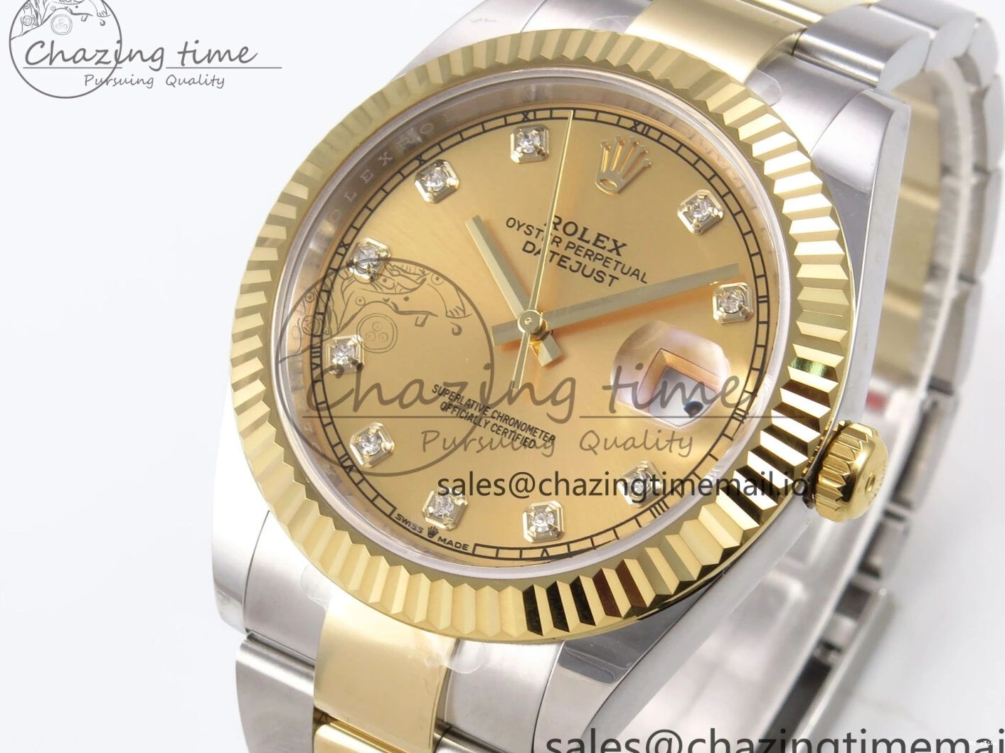 MiroTime 1229 DateJust 41 126333 EWEF Best Edition YG Diamonds Dial on SS YG Oyster Bracelet A Minimalist 973